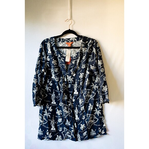 Tommy Bahama Relax L Ocean Bliss Tunic 12-14 NEW Hawaii tropical vacation resort - Picture 1 of 8